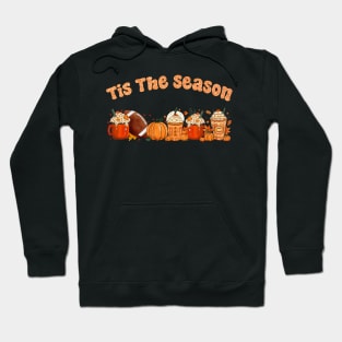 Tis The Season Latte Pumpkin Spice Leaf Football Fall Thanksgiving Hoodie